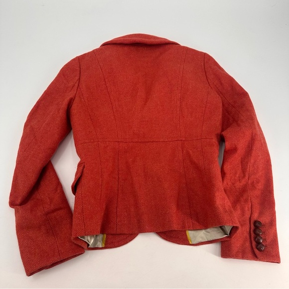 Vintage Y2K J. Crew Wool Schoolboy Preppy Blazer Orange Houndstooth Size 0 - Picture 5 of 5